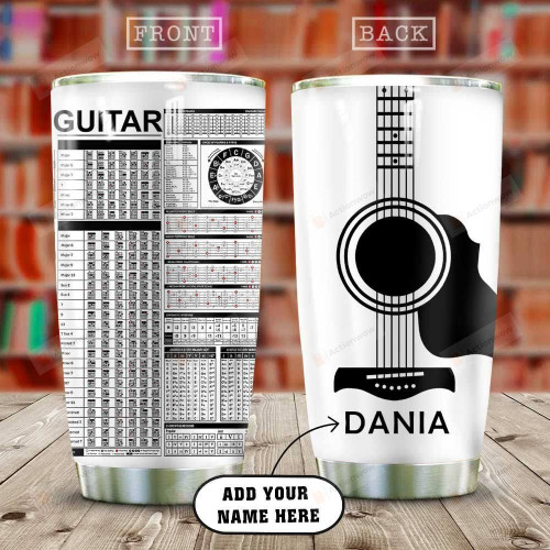 Personalized White Guitar Chord Tumbler Cup, Stainless Steel Insulated Tumbler 20 Oz, Travel Tumbler With Lid, Great Gifts For Birthday Christmas Thanksgiving -  Best Gifts For Guitar Lovers