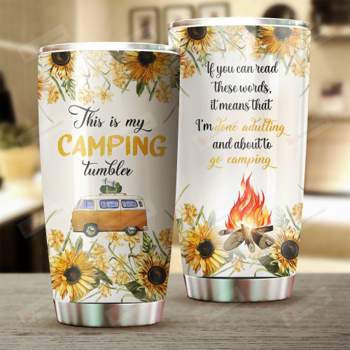 This Is My Camping Tumbler Sunflower Campfire Stainless Steel Tumbler, Tumbler Cups For Coffee/Tea, Great Customized Gifts For Birthday Christmas Thanksgiving