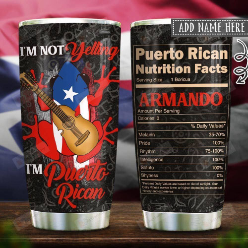Puerto Rican Not Yelling Nutrition Facts Personalized Puerto Rican Frog Tumbler For Coffee/ Tea Stainless Steel Vacuum Insulated Tumbler 20 Oz Best Gifts For Birthday Christmas  Thanksgiving