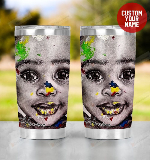 Personalized Black Little Girl Sketch Stainless Steel Tumbler, Tumbler Cups For Coffee/Tea, Great Customized Gifts For Birthday Christmas Thanksgiving