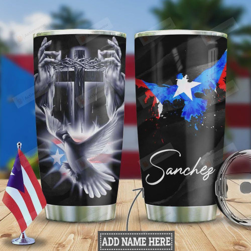Personalized Puerto Rico Faith Pigeon Tumbler Cup Stainless Steel Tumbler, Tumbler Cups For Coffee/Tea, Great Customized Gifts For Birthday Christmas