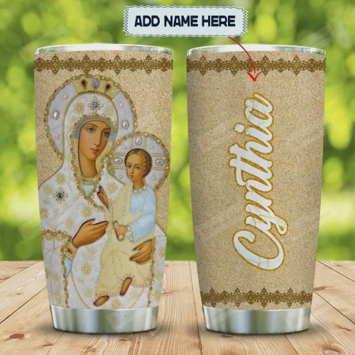 Personalized Sand Style Mother Mary, Stainless Steel Vacuum Insulated, 20 Oz Tumbler Cups For Coffee/Tea, Great Customized Gifts For Birthday Christmas Thanksgiving