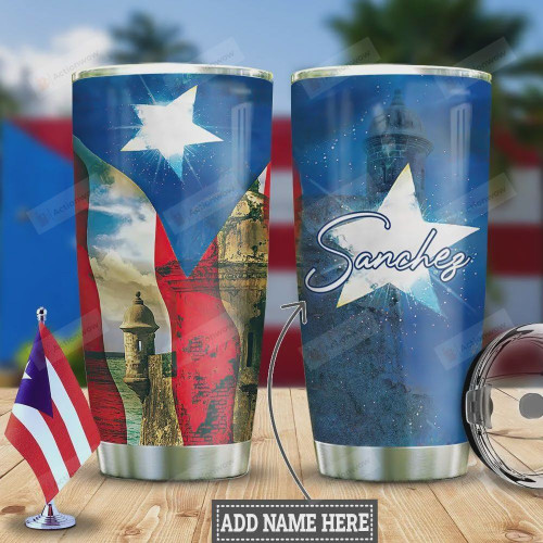 Personalized Puerto Rico Star Tumbler Cup Stainless Steel Tumbler, Tumbler Cups For Coffee/Tea, Great Customized Gifts For Birthday Christmas