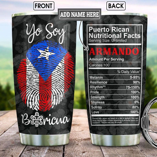 Puerto Rican Nutrition Facts Personalized Tumbler Cup Fingerprints Tumbler For Coffee/ Tea Stainless Steel Vacuum Insulated Tumbler 20 Oz Best Gifts For Birthday Christmas Thanksgiving