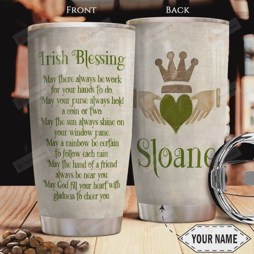Personalized Irish Blessing Heart Hands Stainless Steel Vacuum Insulated, 20 Oz Tumbler Cups For Coffee/Tea, Gifts For Birthday Christmas Thanksgiving, Perfect Gifts For God Lovers