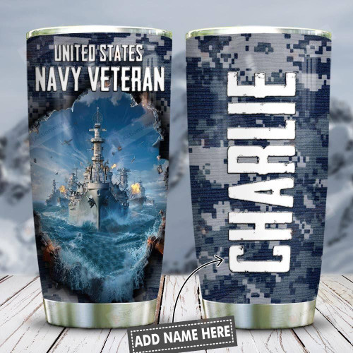 US Navy Veteran Personalized Tumbler Cup Stainless Steel Insulated Tumbler 20 Oz Perfect Gifts For Navy Veteran Best Gifts For Birthday Christmas Thanksgiving Tumbler For Coffee/ Tea With Lid