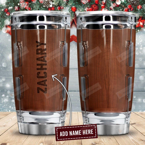 Personalized Wooden Drum Surface Stainless Steel Tumbler, Tumbler Cups For Coffee/Tea, Great Customized Gifts For Birthday Christmas Thanksgiving For Drummers