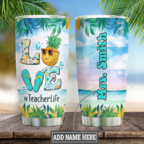 Personalized Pineapple Tropical Theme Tumbler #Teacherlife Tumbler Gifts For Teacher On Teacher's Day 20 Oz Sports Bottle Stainless Steel Vacuum Insulated Tumbler