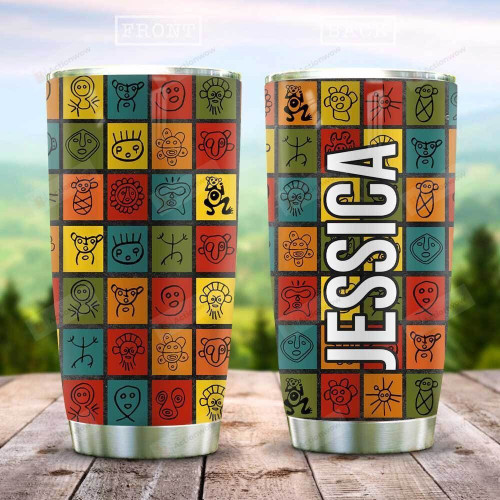 Personalized Colorful Puerto Rico Symbols Stainless Steel Tumbler, Tumbler Cups For Coffee/Tea, Great Customized Gifts For Birthday Christmas Thanksgiving