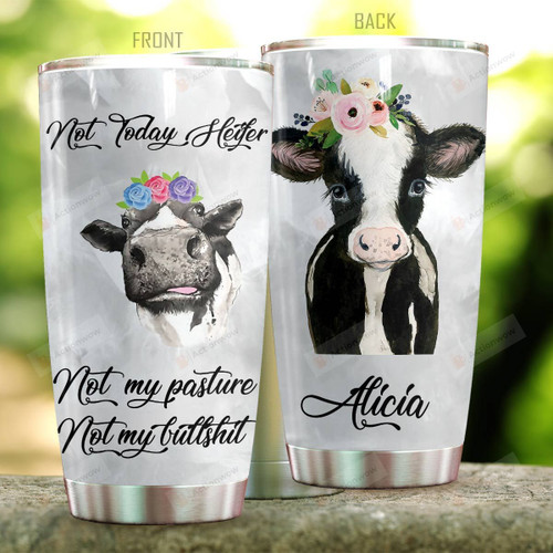 Personalized Cow Not Today Heifer Stainless Steel Tumbler, Tumbler Cups For Coffee/Tea, Great Customized Gifts For Birthday Christmas Thanksgiving