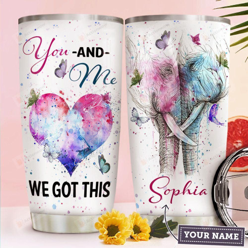 Personalized Butterfly Elephant Couple Heart Shaped Tumbler Cup You And Me We Got This Stainless Steel Insulated Tumbler 20 Oz Best Gifts For Lover On Birthday Christmas Valentine Anniversary