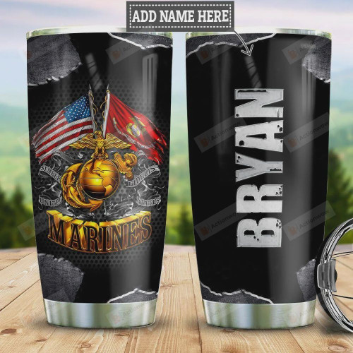 Personalized Marine Corps Stainless Steel Vacuum Insulated Tumbler 20 Oz Gifts For Birthday Christmas Thanksgiving Perfect Gifts For Marine Corp Lovers Coffee/ Tea Tumbler Black Tumbler