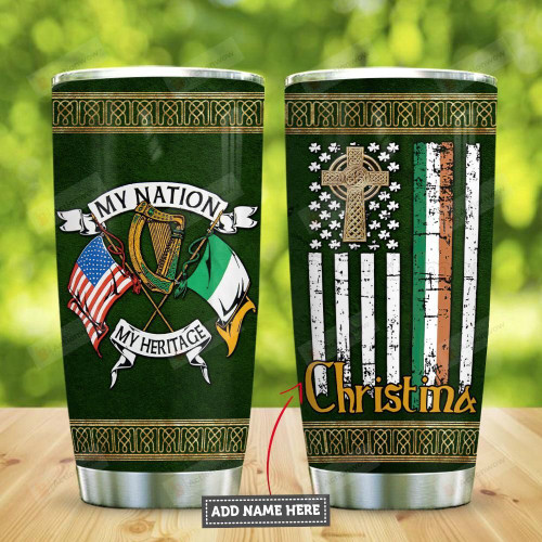 Celtic My Nation My Heritage Personalized Tumbler Cup Coss Stainless Steel Vacuum Insulated Tumbler 20 Oz Green Tumbler With Flag Great Customized Gifts For Birthday Christmas Thanksgiving