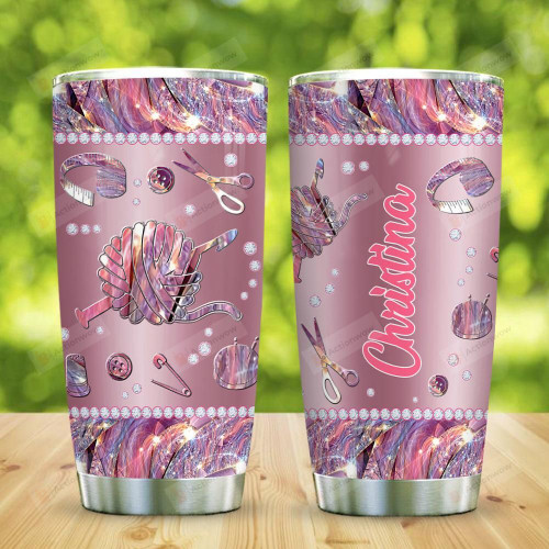 Personalized Metal Style Jewelry Crochet Stainless Steel Tumbler, Tumbler Cups For Coffee/Tea, Great Customized Gifts For Birthday Christmas Thanksgiving