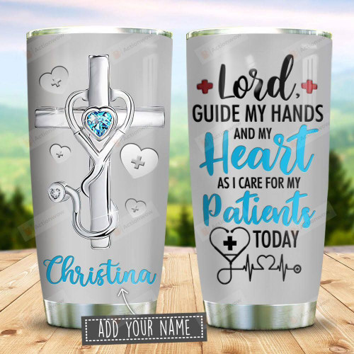 Medical Staffs Under God Jewelry Style Personalized Tumbler Cup Lord Guide My Hands Stainless Steel Vacuum Insulated Tumbler 20 Oz Great Gifts For Birthday Christmas Gifts For Doctor, Nurse