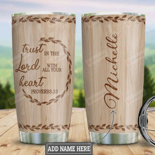 Personalized Faith Wood Style Trust Lord Heart Stainless Steel Vacuum Insulated, 20 Oz Tumbler Cups For Coffee/Tea, Gifts For Birthday Christmas Thanksgiving, Perfect Gifts For Lord Lovers