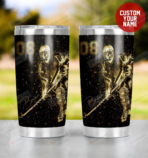 Personalized Ice Hockey Golden Ice Hockey Player Tumbler Cup Stainless Steel Tumbler, Tumbler Cups For Coffee/Tea, Great Customized Gifts For Birthday Christmas