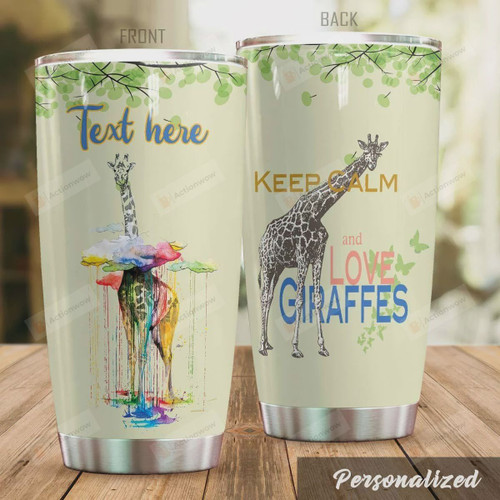 Personalized Giraffe Keep Calm And Love Stainless Steel Tumbler Perfect Gifts For Giraffe Lover Tumbler Cups For Coffee/Tea, Great Customized Gifts For Birthday Christmas Thanksgiving