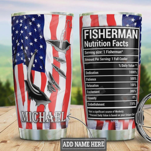 Personalized Fishing Nutrition Facts Stainless Steel Vacuum Insulated, 20 Oz Tumbler Cups For Coffee/Tea, Gifts For Birthday Christmas Thanksgiving, Perfect Gifts For Fishing Lovers