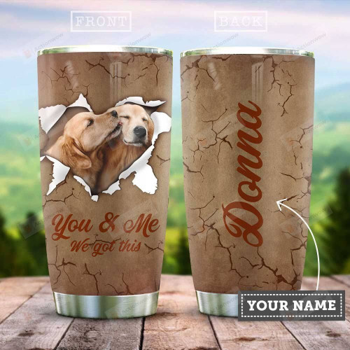 Golden Retriever Couple Break Personalized Tumbler Cup, You And Me, Stainless Steel Insulated Tumbler 20 Oz, Coffee/Tea Tumbler, Great Gifts For Birthday Christmas Thanksgiving, Gifts For Dog Lovers