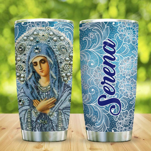 Personalized Jewelry Style Mother Mary Stainless Steel Tumbler, Tumbler Cups For Coffee/Tea, Great Customized Gifts For Birthday Christmas Thanksgiving