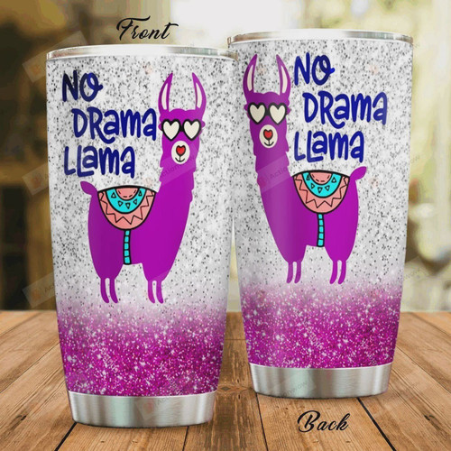 No Drama Llama Sparkle Purple Stainless Steel Tumbler Perfect Gifts For Llama Lover Tumbler Cups For Coffee/Tea, Great Customized Gifts For Birthday Christmas Thanksgiving