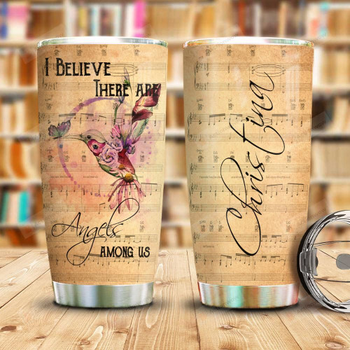 Personalized Hummingbird Angels Among Us Music Notes Stainless Steel Tumbler, Tumbler Cups For Coffee/Tea, Great Customized Gifts For Birthday Christmas Thanksgiving