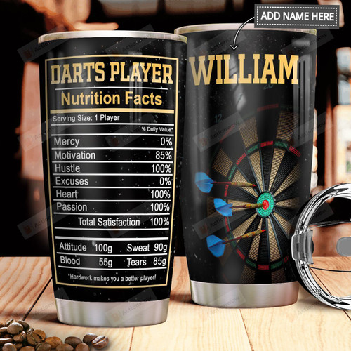 Personalized Darts Player Passion Heart Stainless Steel Tumbler, Tumbler Cups For Coffee/Tea, Great Customized Gifts For Birthday Christmas Thanksgiving