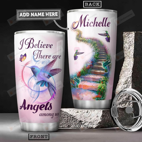 Personalized Hummingbird Angel Among Us Stainless Steel Tumbler, Tumbler Cups For Coffee/Tea, Great Customized Gifts For Birthday Christmas Thanksgiving