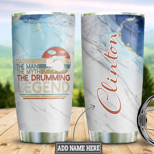 Personalized The Man The Myth The Drumming Legend Drummer Stainless Steel Tumbler, Tumbler Cups For Coffee/Tea, Great Customized Gifts For Birthday Christmas Thanksgiving