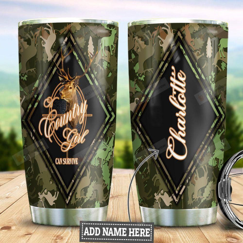 Country Girl Hunting Personalized Tumbler Cup Stainless Steel Vacuum Insulated Tumbler 20 Oz Best Gifts For Deer Hunting Lovers Great Customized Gifts For Birthday Christmas Thanksgiving