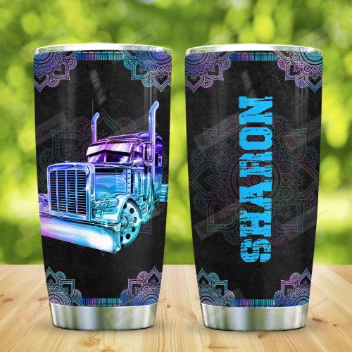 Personalized Hologram Mandala Truck Stainless Steel Tumbler, Tumbler Cups For Coffee/Tea, Great Customized Gifts For Birthday Christmas Thanksgiving