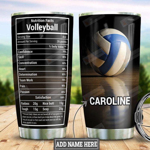 Personalized Volleyball Nutrition Facts Volleyball Stainless Steel Tumbler, Tumbler Cups For Coffee/Tea, Great Customized Gifts For Birthday Christmas Thanksgiving