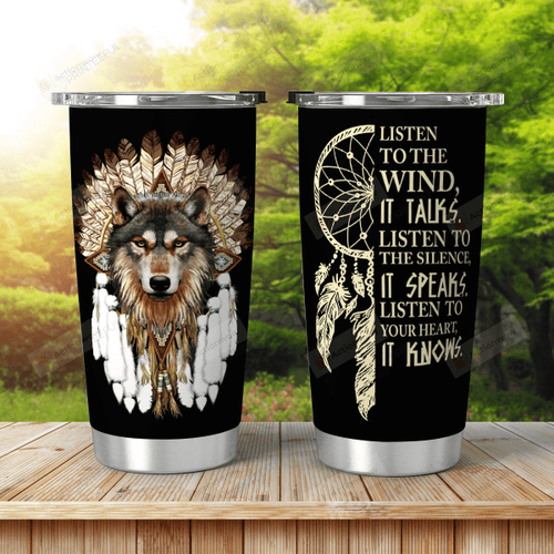 Wolf Dreamcatcher Stainless Steel Tumbler, Tumbler Cups For Coffee/Tea, Great Gifts For Birthday Christmas Thanksgiving