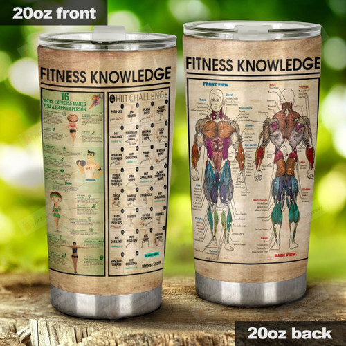 Fitness Knowledge Stainless Steel Tumbler, Tumbler Cups For Coffee/Tea, Great Customized Gifts For Birthday Christmas Thanksgiving Anniversary
