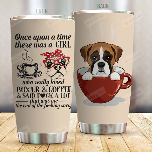 A Girl Loved Coffee And Boxer Stainless Steel Tumbler Cup For Coffee/Tea, Great Customized Gift For Birthday Christmas Thanksgiving