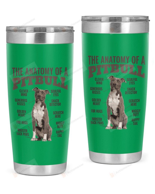 The Anatomy of A Pitbull Dog Lovers Stainless Steel Tumbler, Tumbler Cups For Coffee/Tea, Great Gifts For Birthday Christmas Thanksgiving