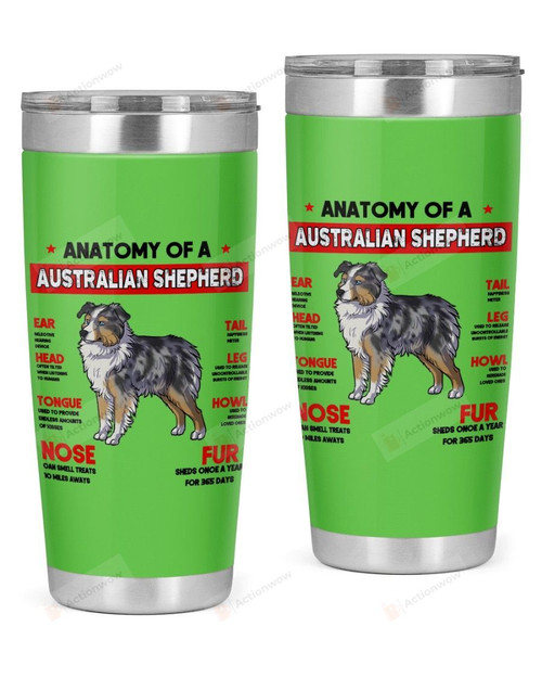 Anatomy of A Australian Shepherd Dog Stainless Steel Tumbler, Tumbler Cups For Coffee/Tea, Great Gifts For Birthday Christmas Thanksgiving