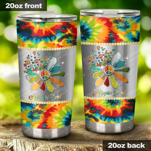 Hippie Soul Rhinestone Pattern Print Stainless Steel Tumbler Cup For Coffee/Tea, Great Customized Gift For Birthday Christmas Thanksgiving