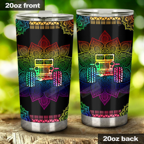 Ombre Mandala Jeep, Stainless Steel Tumbler Cup For Coffee/Tea, Great Customized Gift For Birthday Christmas Thanksgiving