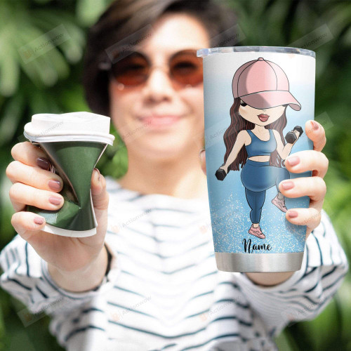 Personalized Gym Girl Just A Girl With Goals Stainless Steel Tumbler, Tumbler Cups For Coffee/Tea, Great Customized Gifts For Birthday Christmas Thanksgiving
