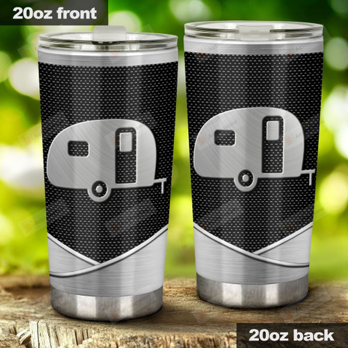 Camping, Metal Symbol Of Camping Van, Stainless Steel Tumbler Cup For Coffee/Tea, Great Customized Gift For Birthday Christmas Thanksgiving