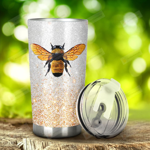 Bee Glitter A Girl Who Loves Bees Stainless Steel Tumbler, Tumbler Cups For Coffee/Tea, Great Customized Gifts For Birthday Christmas Thanksgiving, Anniversary