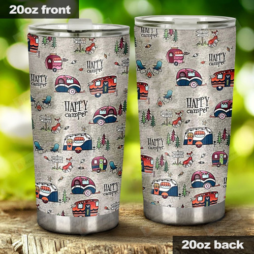 Happy camper, Varity Camping Van Stainless Steel Tumbler Cup For Coffee/Tea, Great Customized Gift For Birthday Christmas Thanksgiving