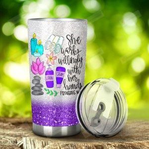Massage She Works Willing With Her Hands Stainless Steel Tumbler, Tumbler Cups For Coffee Or Tea, Great Gifts For Thanksgiving Birthday Christmas