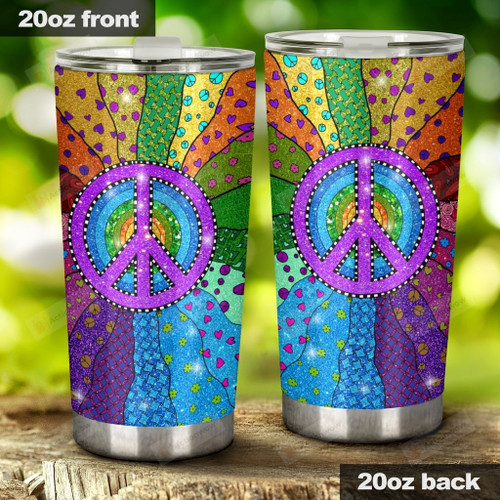 Purple Peace Symbol, Hippie Stainless Steel Tumbler Cup For Coffee/Tea, Great Customized Gift For Birthday Christmas Thanksgiving