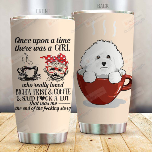 A Girl Loved Coffee And Bichon Frise Personalized Name Tumbler