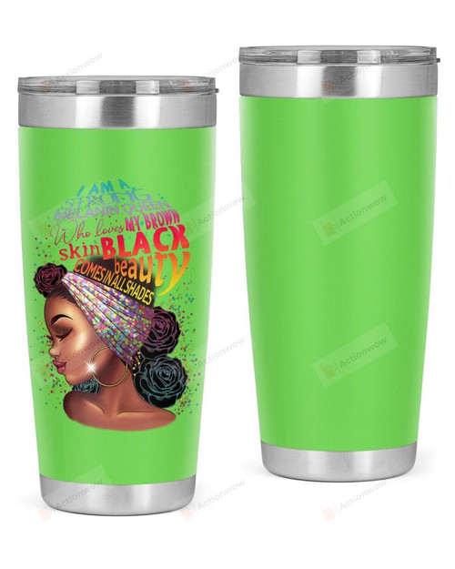 I Am A Strong Melanin Queen Stainless Steel Tumbler, Tumbler Cups For Coffee Or Tea, Great Gifts For Thanksgiving Birthday Christmas