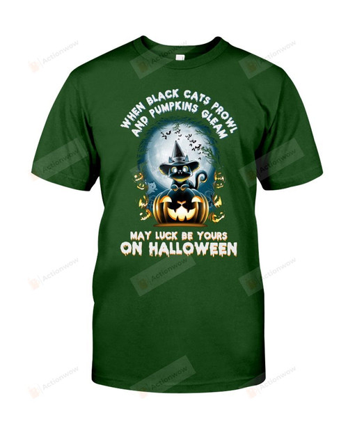 May Luck Be Yours On Halloween Black Cat Short-Sleeves Tshirt, Pullover Hoodie, Great Gift T-shirt For Thanksgiving Birthday Christmas