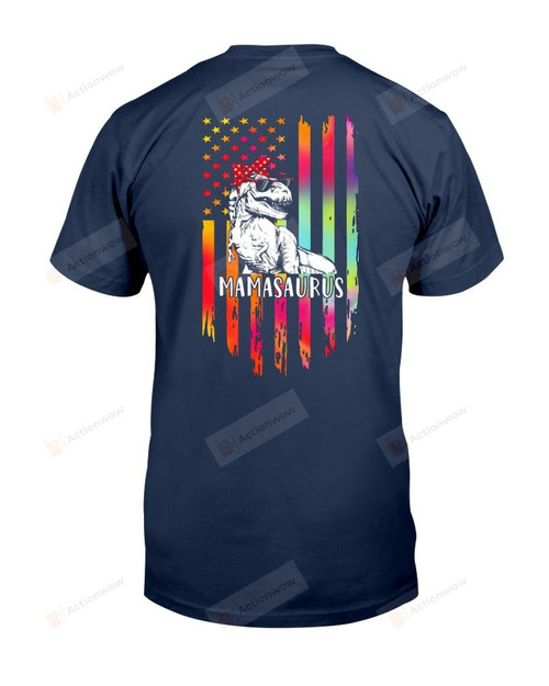 Colorful Flag Proud Mamasaurus Short-Sleeves Tshirt, Pullover Hoodie, Great Gift T-shirt For Thanksgiving Birthday Christmas